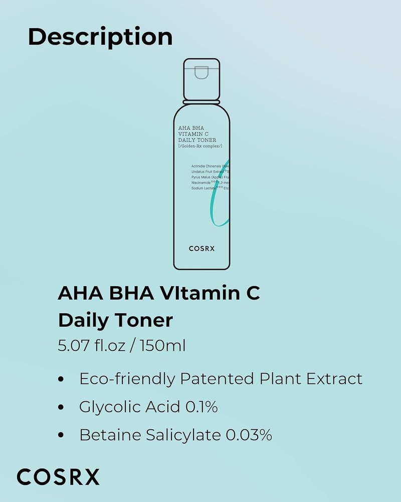 COSRX ABC Daily Toner - Korean Exfoliating Toner with AHA, BHA & Vitamin C for Radiant Skin | 150ml (5.07 fl. oz)