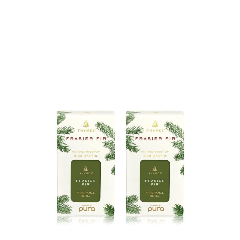 Thymes Pura Refills – 2 Pack of Oil Diffuser Scents – Long-Lasting Pura Diffuser Refills – Premium Home Fragrance – Notes Siberian Fir Needles, Cedarwood & Sandalwood (Frasier Fir, Pack of 2)