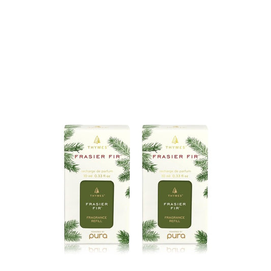 Thymes Pura Refills – 2 Pack of Oil Diffuser Scents – Long-Lasting Pura Diffuser Refills – Premium Home Fragrance – Notes Siberian Fir Needles, Cedarwood & Sandalwood (Frasier Fir, Pack of 2)