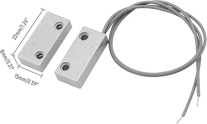 FOCMKEAS Magnetic Reed Switch Wired Surface Mount Normally Open NO Contact Sensor Alarm Magnetic Door Switch with 2 Wires, Zinc Alloy Sliver, MC-51