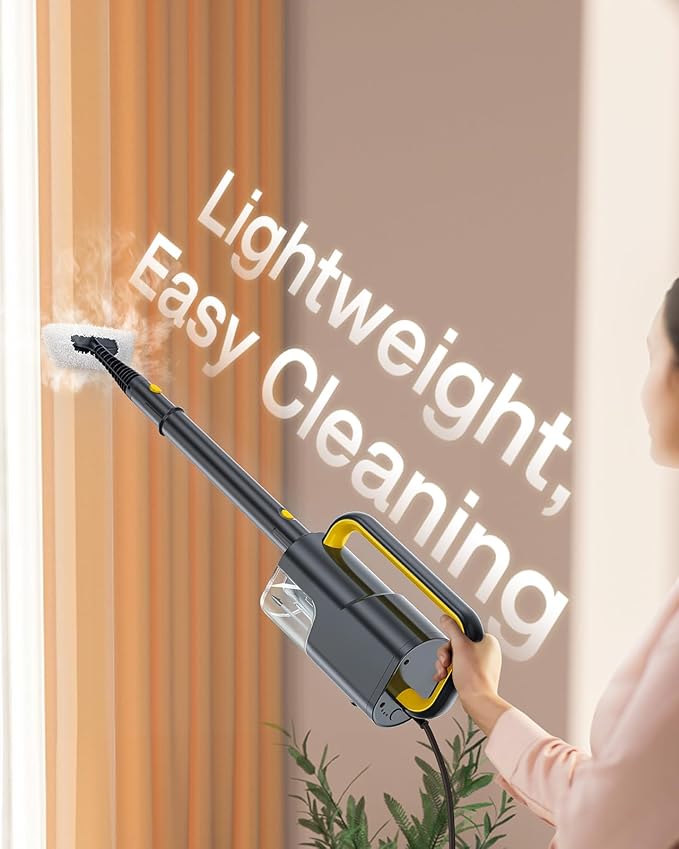 LABIGO 10-in-1 Steam Mop with Detachable Handheld Steamer, 350ml Tank, 10s Heat-Up, 248°F Steam Cleaner, 2-Level Control and Swivel Head for Floors, Carpets, Tiles, BBQ grill Multi-Surface Dark Grey