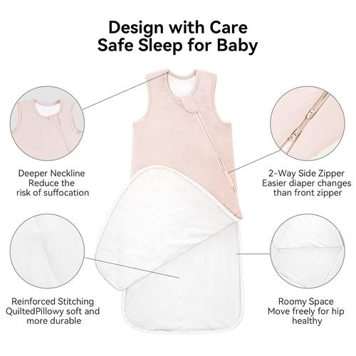 BubblePanda Bamboo Sleep Sack - Soft 2-Way Zipper Toddler Blanket for Ages 6-12 Months | 1.0 Tog