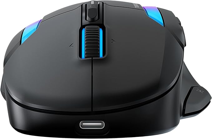 Turtle Beach Kone II Air Wireless RGB Gaming Mouse, 350-Hr Rechargeable Battery, 26000 DPI Optical Sensor, 100M Click Optical Switches, 21 Customizable Inputs, Ergonomic, 4D Scroll Wheel – Ash Black