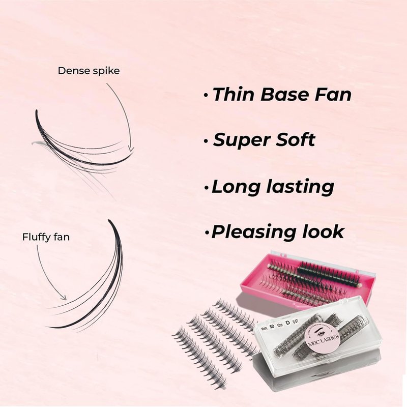 MDC LASHES 1000fans Promade Wispy Lash Extension Volume Lashes 0.05-0.07 Thickness, C/D/CC Curl, 8-18mm Loose Fans False Eyelashes 5D 7D 9D for Fluffy Eyelash Cluster (7D-0.07-C 14mm)