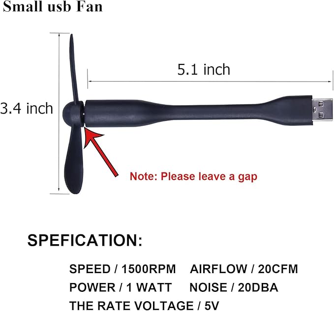 Soseelnee Mini USB Fan, Portable Pocket Fan USB-A Powered Little Cooler, Quiet Operation, for Home Office Car Outdoor Travel- 4 Pack (Black)