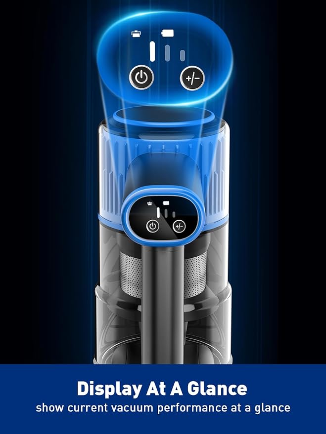 VOKENE Cordless Vacuum Cleaner, 8 in 1 Powerful Suction Lightweight Vacuum Cleaner for Home, LED Display, 3 Suction Modes, 45Mins Detachable Battery Vacuum for Hard Floor Carpet Pet Hair