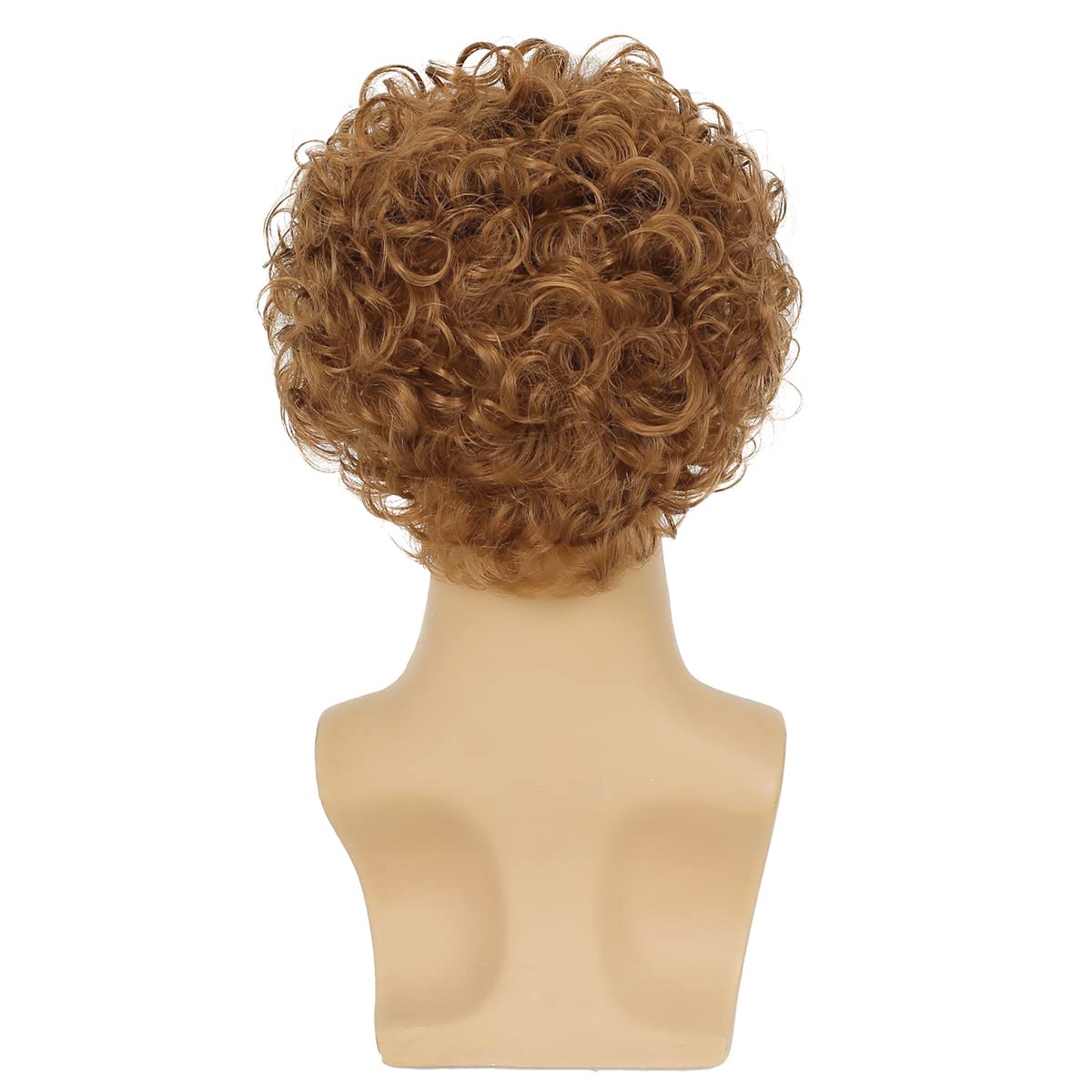 Baruisi Short Mens Curly Wig Light Brown Synthetic Halloween Cosplay Costume Hair Wig for Male