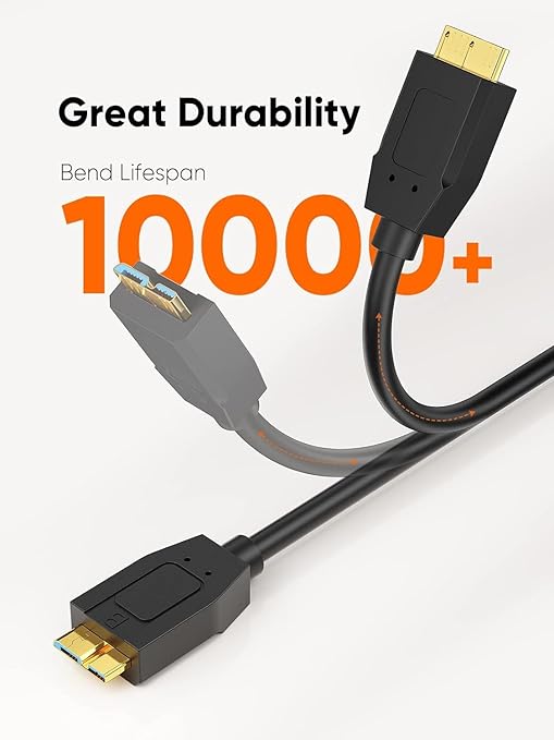 CableCreation USB C to Micro B Short Cable 1FT *2, 10G Micro B to USB C External Hard Drive Cable for iPhone 15/16/17,Samsung Galaxy S24,Seagate WD Westgate My Passport,MacBook Pro/Air, iPad/Tablet