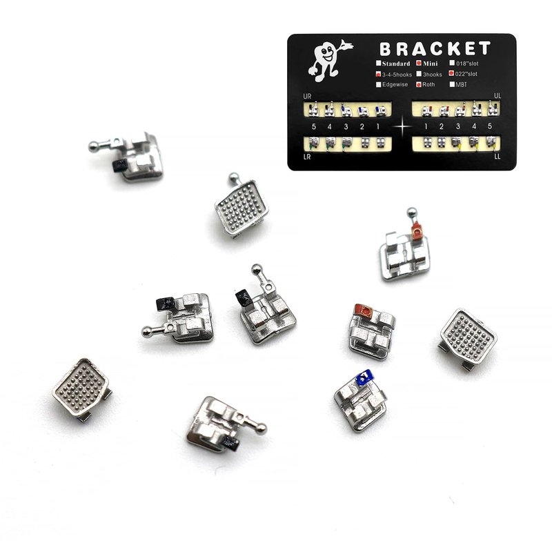 SEAVERRS 200pcs/Pack 022 Slot Bondable with Hook on 345 Teeth Model Mini Roth Brackets Roth,10 pieces per pack 20 pieces per pack.