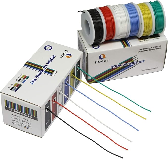 CBAZY Hook up Wire Kit (Stranded Wire Kit) 30 Gauge Flexible Silicone Rubber Electric Wire 6 Colors 32.8 feet Each 30 AWG