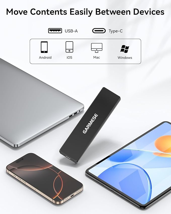 GARMESE 1TB External SSD - Up to 1000MB/s Read Speed USB 3.2 Gen 2 Portable SSD, External Solid State Drives with Type-C Cable for PC Mac Game Console