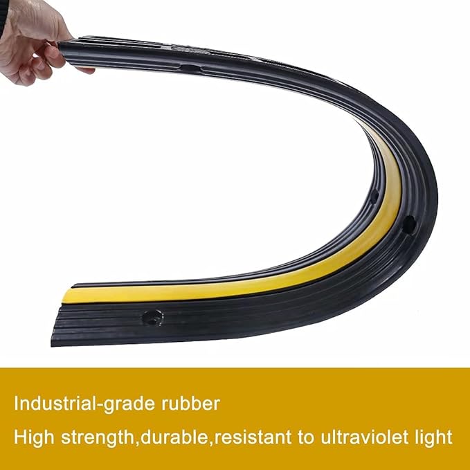 YONSHENG Rubber Cable Ramp Cord Cover Cable Protector Ramps Wire Hose Protective 1 Channel 22000Lbs Load Capacity Traffic Speed Bump for Asphalt Concrete Gravel Driveway Indoor Outdoor, 3 Pack