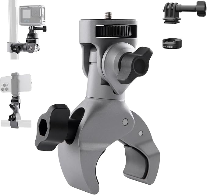 PGYTECH CapLock Super Clamp Mount, Aluminum Alloy Bracket, Crab Heavy Duty Clamp with 1/4" Screw for Gopro 13/12, DJI Osmo 360/Action 6/5 Pro/Pocket 4/3/Xtra Muse, Insta360 Ace Pro2/X5, Action Camera