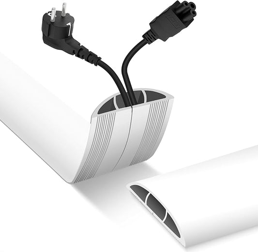 Floor Cord Cover, Cable Protector, 0.63W x 0.31H inches, Wire Cover for Extension Cords, Floor Cable Covers Prevent Cable Trips (White, 50-3.3 Feet)