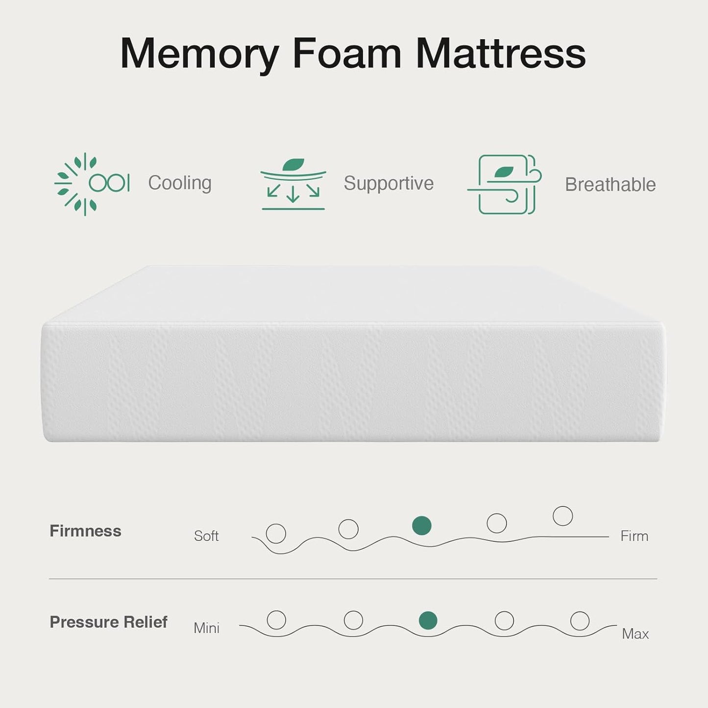 Novilla Twin Bed Mattress - 8 Inch Gel Memory Foam for Cooling Comfort & Pressure Relief | CertiPUR-US Certified, White