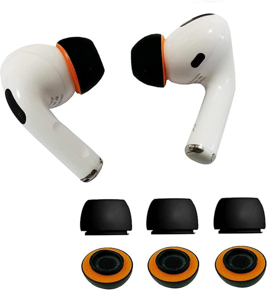 KASOTT Upgraded Memory Foam&Silicone Hybrid Ear Tips for AirPods Pro 1st & 2nd Gen,Ultra-Comfort,Anti-Slip Eartips,Perfect Noise Reduction,Fit in The Charging Case,3 Pairs(Black, Small)