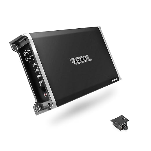 Recoil RED1200-1 2500 Watts Class D Strappable Car Audio Mono Block Subwoofer Amplifier 1 Ohm Stable, Remote Bass Knob Included