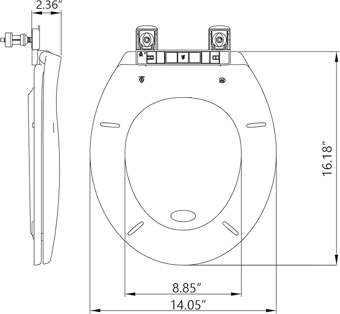 Commercial Round Toilet Seat 17" â Soft Close, Quick-Release & Attach Hinges, Grip-Tight Bumpers, Durable Mark-Resistant Plastic, Easy Install & Clean, White â Color: White 17" Round PP