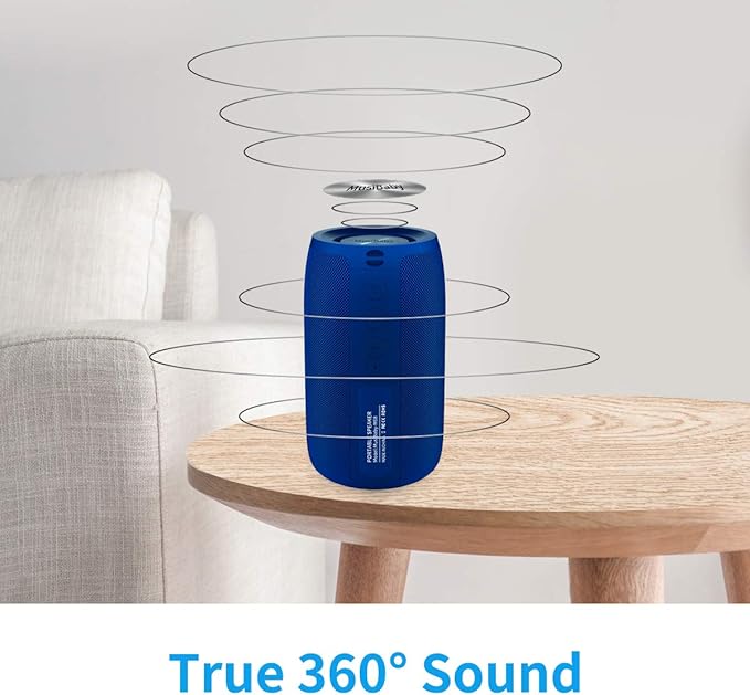 Musibaby M68 Bluetooth Speaker, 12W, IPX5, FM, USB AUX, Blue