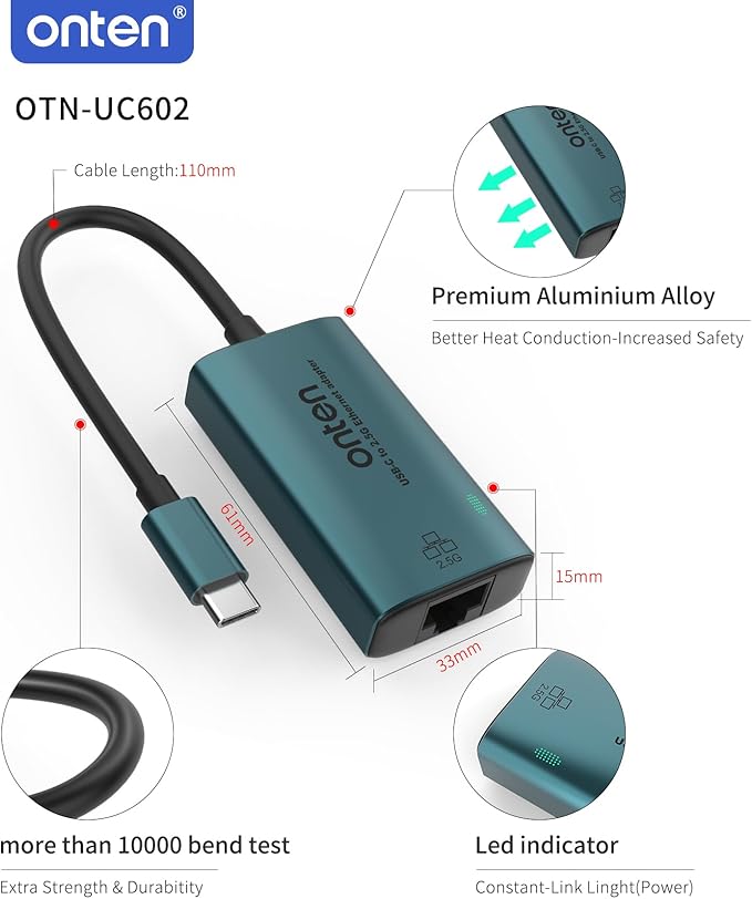 USB-C to Ethernet Adapter - 2.5Gbps High-Speed,2500MbpsType-C to RJ45 Ethernet LAN Network Adapter Thunderbolt 4/3 Compatible, for iPhone 15 Pro/Max, MacBook Pro/Air 2023, iPad Pro,iMac and More
