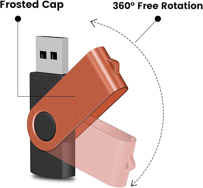 EASTBULL Flash Drives Bulk 16GB USB Thumb Drive 50 Pack USB 2.0 Memory Stick Swivel Pen Drive with Lanyard for Storage and Backup (16GB 50 Colors)