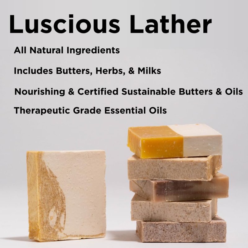 Sumbody USA Made Handmade Soap Bar (6pk) Rich Hydration Dry, Sensitive Skin, Moisturizing Soap For Face, Hands, Body Self Care Gift Set Men & Women - Goat Milk Citrus Vanilla Coconut Variety Pack