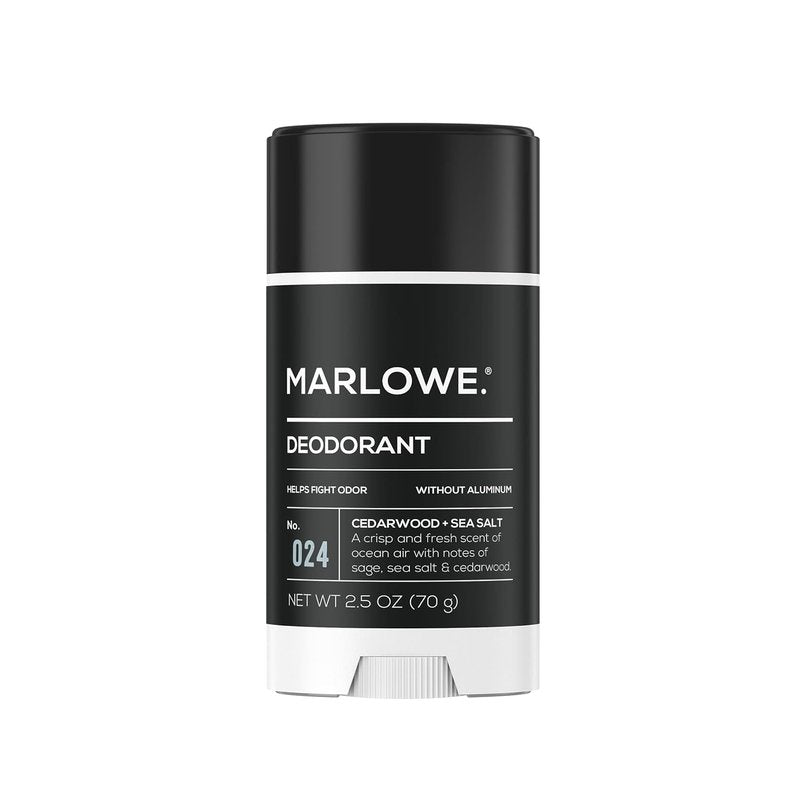 Marlowe. Men's Aluminum-Free Deodorant Stick - Vegan Formula with Coconut Oil & Shea Butter | Fresh Cedarwood & Sea Salt, 2.5 oz