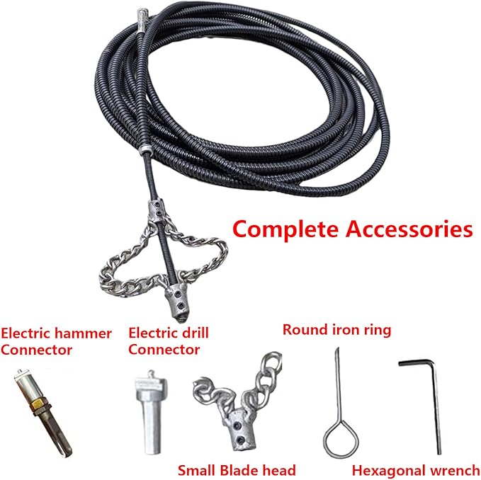 Flex-Shaft Sewer Descaling Chain,Drain Clog Remover,Gutter Cleaning Tools Drain Cleaner for Toilet Shower Kitchen Bathroom Tub Clogged Drains Opener Tool(300cm,Black)