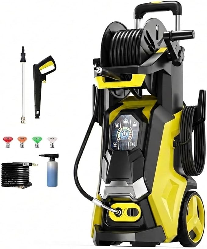 Pressure Washer Power Washer with 4 Quick Connect Nozzles,Inlet Hose & Filter, Foam Cannon for Cars/Fences/Driveways Cleaning