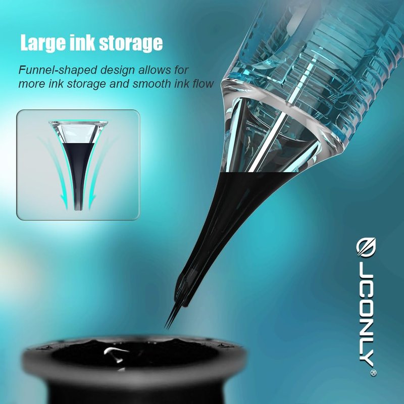 JCONLY VETAR TATTOO CARTRIDGE NEEDLES - 20Pcs Tattoo Needles #10 Bugpin 25 Curved Magnum Tattoo Cartridges 1025CML Tattoo Needles Diameter 0.30mm Long Taper 5mm Cartridges