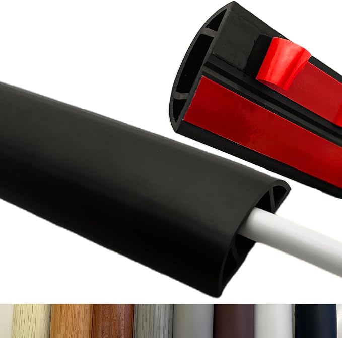 BEIEBIJOB Self Adhesive Floor Cord Cover, Cable Protector, 10ft, Black
