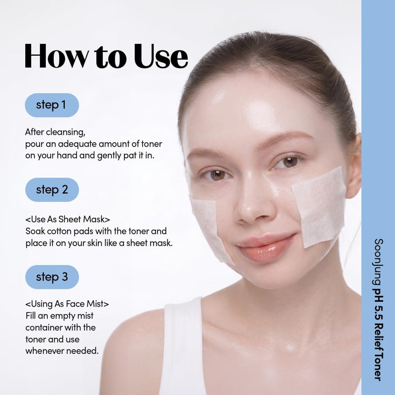 ETUDE SoonJung pH5.5 Relief Toner, Hydrating Toner for Sensitive Skin, Vegan Face Toner, Panthenol, Madecassoside, Moisturizer, Korean Skin Care, Korean Toner, Beauty (16.90 Fl Oz)