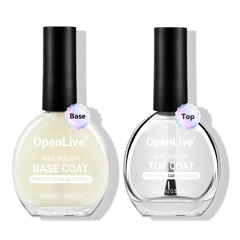 Quick Dry Nail Polish Set - Base & Top Coat, High-Gloss Finish | 16.5ml for DIY Nail Art