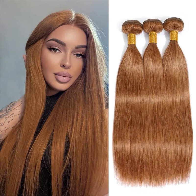 Human Hair Bundles - 10-14 Inch Straight Light Brown 11A Brazilian Virgin Hair Extensions for Black Women