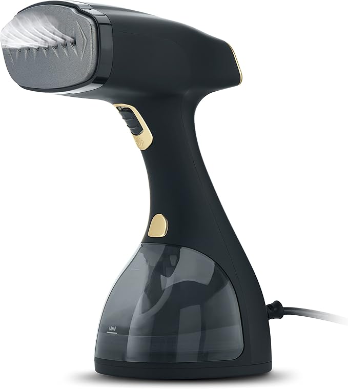 Electrolux Steamer for Clothes, LX15003 Portable Handheld Fabric and Garment Steamer Iron Press Wrinkle Remover with Lint Remover & Fabric Brush – Black