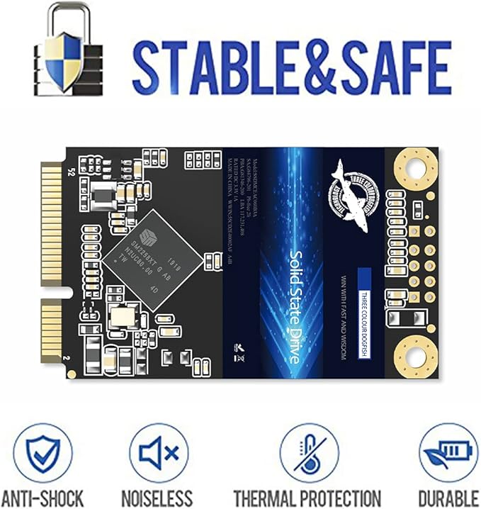 Dogfish mSATA SSD 500GB 3D NAND TLC SATA III 6 Gb/s, mSATA (30x50.9mm) Internal Solid State Drive - Compatible with Desktop PC Laptop - (MSATA 500GB)