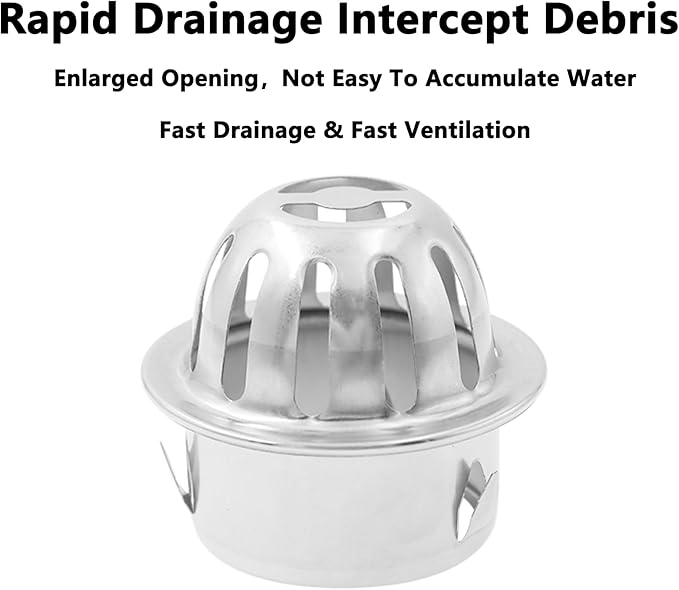 Roof Floor Drain,SAFYY 304 Stainless Steel Roof Drain Dome,Balcony Roof Dome Drain Cover,Yard Outdoor Anti Blocking Strainer,Gardens Gutter Cleaning Tool,Rain Bucket Drainage Parts (2, 50mm/1.97")