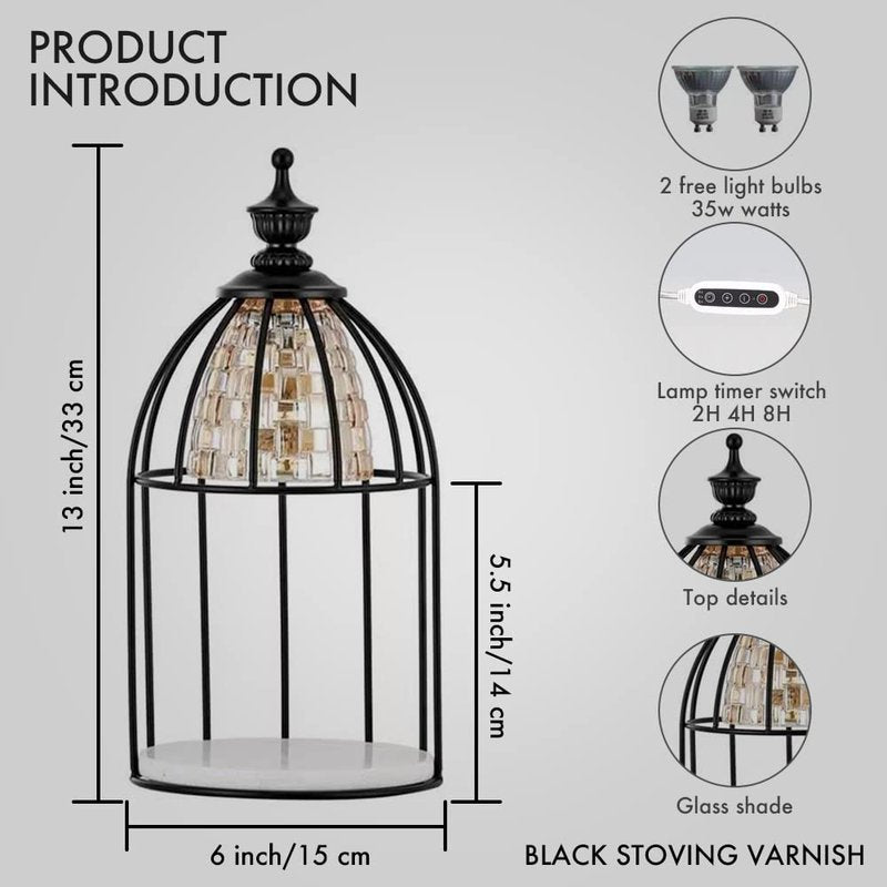 Swokazoe Candle Warmer Lamp for Top-Down Candle Melting, Vintage Aromatherapy Wax Melting lamp,Night Lamp (Black)