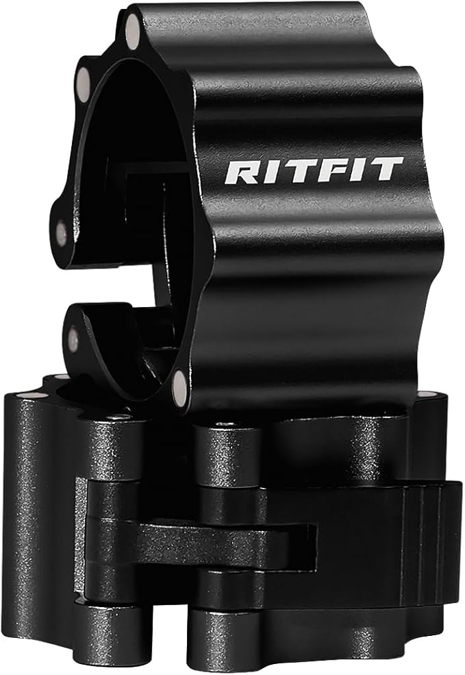 RitFit 2-Inch Magnetic Barbell Collars Locking Clamps - Heavy Duty Aluminum Alloy, Quick Release with Non-Slip TPR Pads for Olympic Weightlifting Powerlifting Training (Pair)，Black
