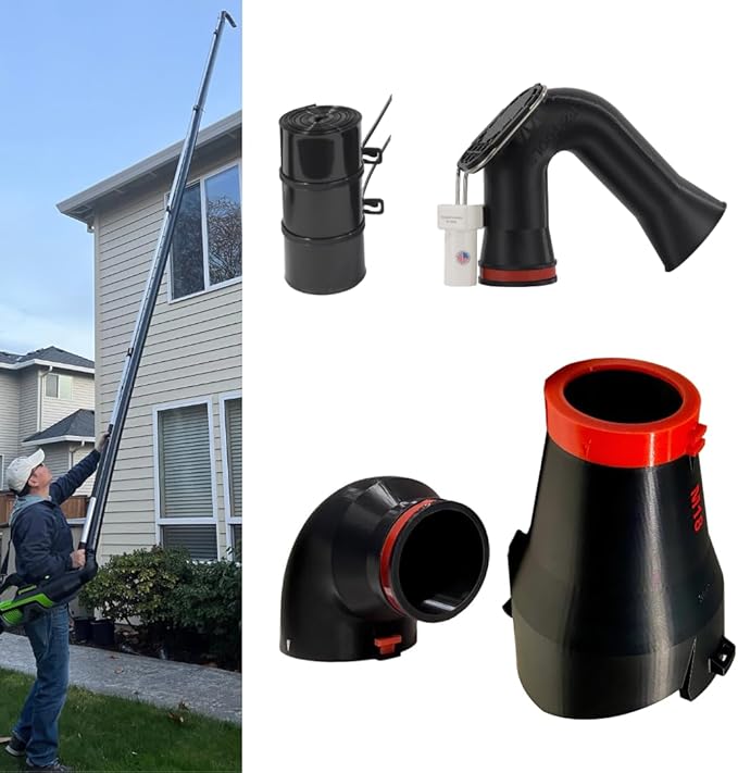 ArloCatcher 30-Foot Gutter Cleaning Kit for Milwaukee Leaf Blower 2824-20 600 CFM â Two-Story Gutter Cleaning Tools from Ground, No Ladder Needed, Extension Pole Not Included