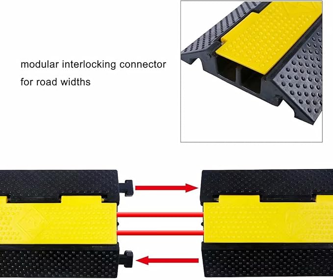 YONSHENG Rubber Cable Ramp Cord Cover Cable Protector Ramps Wire Hose Protective 2 Channel 22000Lbs Load Capacity Traffic Speed Bump for Asphalt Concrete Gravel Driveway Indoor Outdoor, 3 Pack