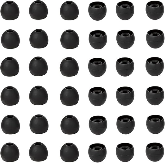 CYADCI 36 Pieces Small Earbud Tips Soft and Comfortable Silicone Earbud Tips Ear Bud Replacement Pieces Silicone Fit Most in-Ear Headphones，Inner Hole 3.8mm -5.5mm，Small Black Replacement Eartips