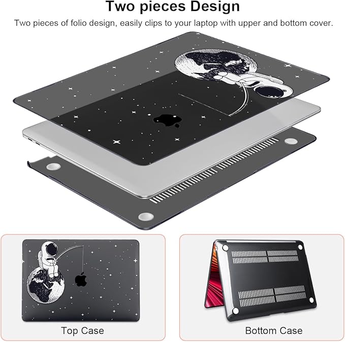 LCMOCICO Compatible with MacBook Pro 13 inch Case 2022 2021-2016 A2338 M2/M1 Chip A2251 A2289 A2159 A1989 A1706, Pattern Plastic Hard Shell Keyboard Cover Screen Film Webcam Cover, Astronaut Earth