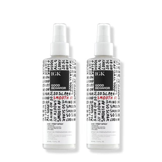 IGK Good Behavior 4-in-1 Prep Spray - Leave-In Detangler & Heat Protectant | Vegan | 7 Oz (Pack of 2)