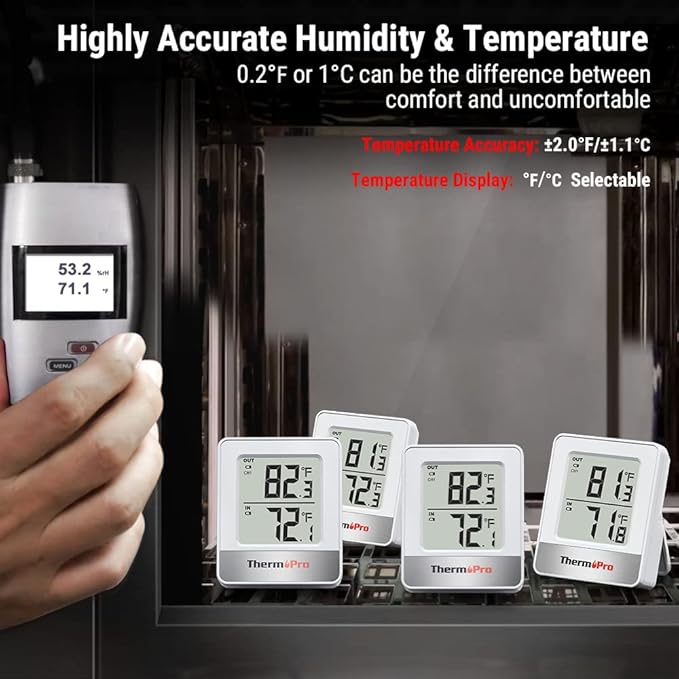 TempPro Indoor Outdoor Thermometer Wireless 500FT, Outside Greenhouse Thermometer with Temperature Sensor, Temperature Monitor for Patio Reptile House Home Baby Room (Previously ThermoPro)