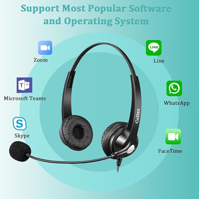 Callez 3.5mm Headset with Microphone Noise Cancelling for Cell Phone PC Laptop, Stereo Computer Headphones for iPhone Android Call Center Office Skype, in-line Control, Clear Chat