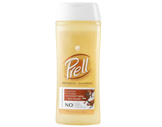 Prell Coconut Milk + Rice Water Color Safe Anti-Breakage Repairing Shampoo for Damaged Hair, 13.5 fl.oz (Pack of 2)