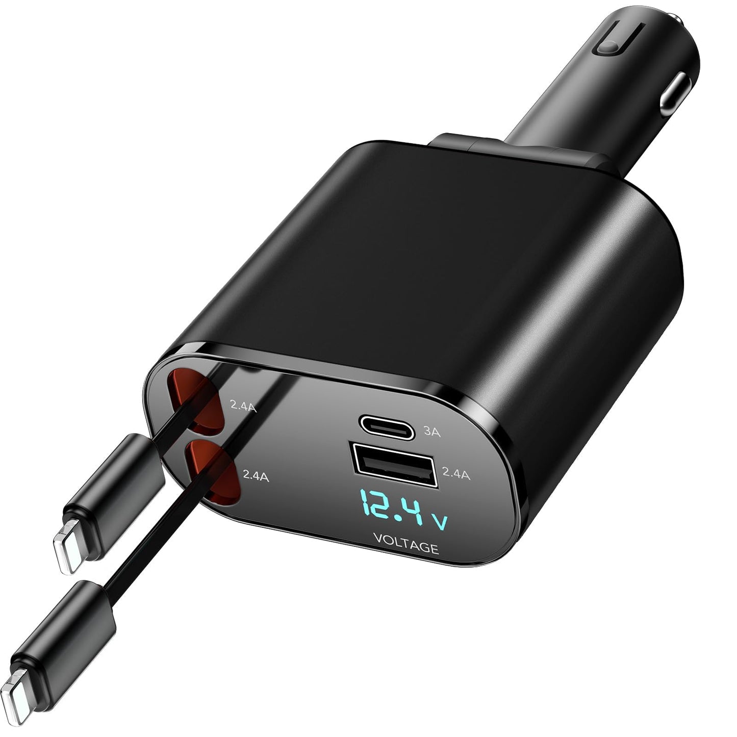 60W Fast Charging Car Charger for iPhone, 4-in-1 Retractable Phone Charger, Travel Essentials, Gifts for Women Men, Car Accessories for Women Men, for iPhone 14 13