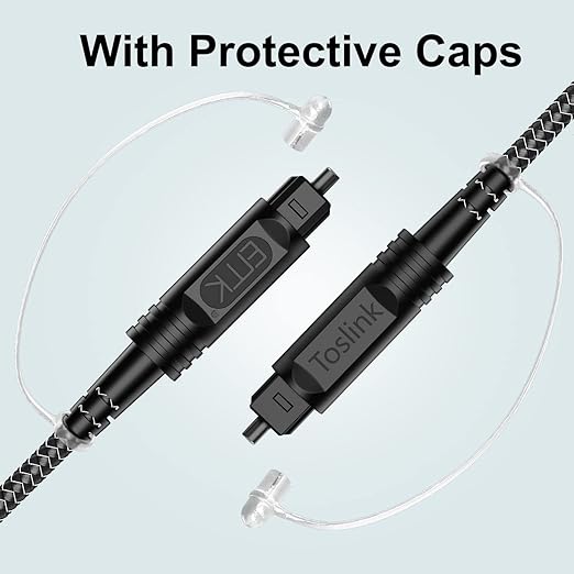 EMK Digital Optical Audio Cable [20 Feet/6M] - Slim Nylon Braided Toslink Fiber Optic Cable for Sound Bar, TV, Home Theater, PS4, Xbox, Blu-Ray Player & More - High-Speed SPDIF (Black1)