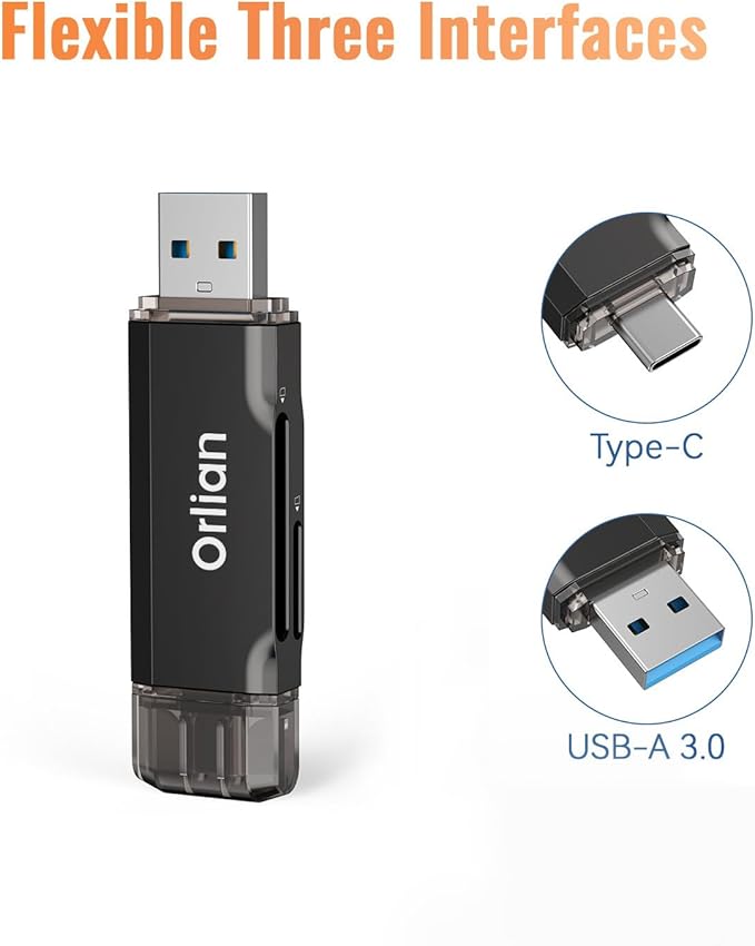USB 3.0 SD Card Reader,Dual Slots USB 3.0 Type C to Micro SD Card Adapter, Memory Card Reader Adapter for MicroSD, SDHC, SDXC, RS-MMC, MMC, Compatible with Laptop, iphone 16/15,MacBook Android (Black)